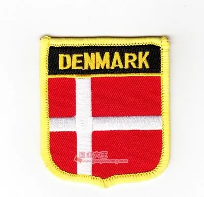 Badge Shield Patch Нашивки с национальным флагом и Металлический Нагрудный значок с флагом Дания - Цвет: Badge Shield Patch