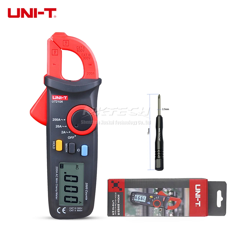 UNI-T цифровой клещи мультиметр UT210E UT210D UT210C UT210B UT210A мини True RMS Авто Диапазон AC DC Вольт 100A Ом Емкость - Цвет: UT210A ACA 200A