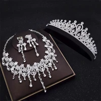 luxury bridal tiaras crown wedding jewelry sets necklaces earrings set fashion hair accessories bride necklacesearrings set
