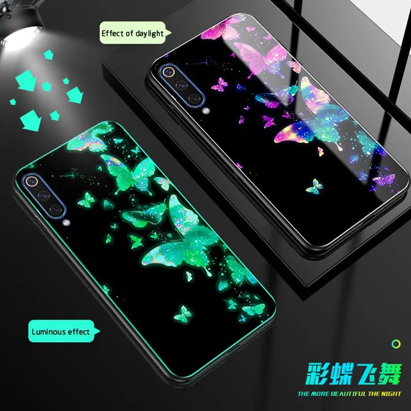 Закаленное стекло Lu mi nous чехол для телефона для Xiaomi mi 9 Роскошный чехол для Xiaomi mi 9 SE цветной узор для redmi note 7 задняя крышка - Цвет: 6
