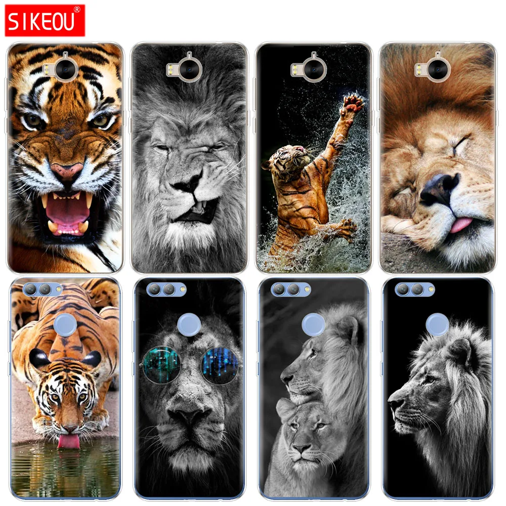 Силиконовый чехол для телефона huawei Y3 Y6 Y5 2 II 2017 nova 3e 2s LITE plus Lion tiger Fashion Lovely