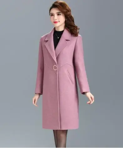 purple Классическое пальто большого размера, шерстяное пальто для женщин, Осень-зима, Новые Топы с длинным рукавом, Дамское кашемировое пальто, элегантные женские пальто 4XL5XL - Цвет: purple