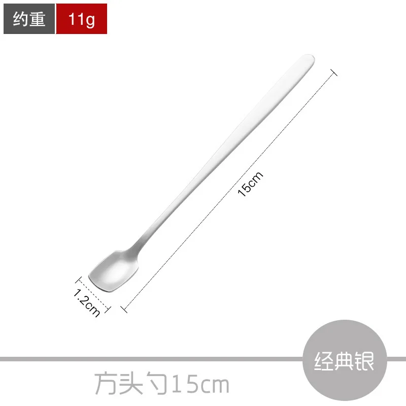 15cm silver Нержавеющая сталь гитара десертная кофейная ложка кофе совок розовое золото черные столовые приборы чайные ложки, кофейные аксессуары чайная ложка - Цвет: 15cm silver