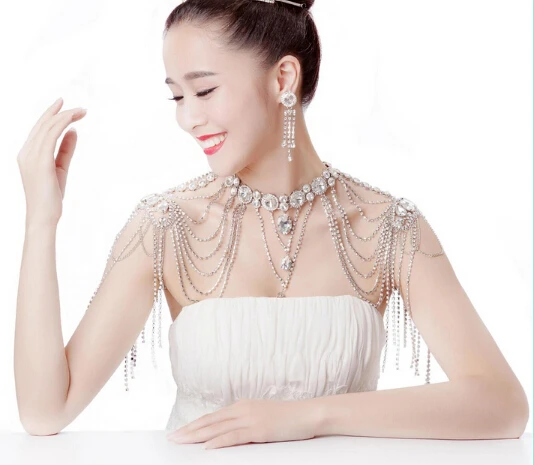 HMSTORY роскошное свадебное ожерелье с плечевым ремнем платье наплечная цепочка