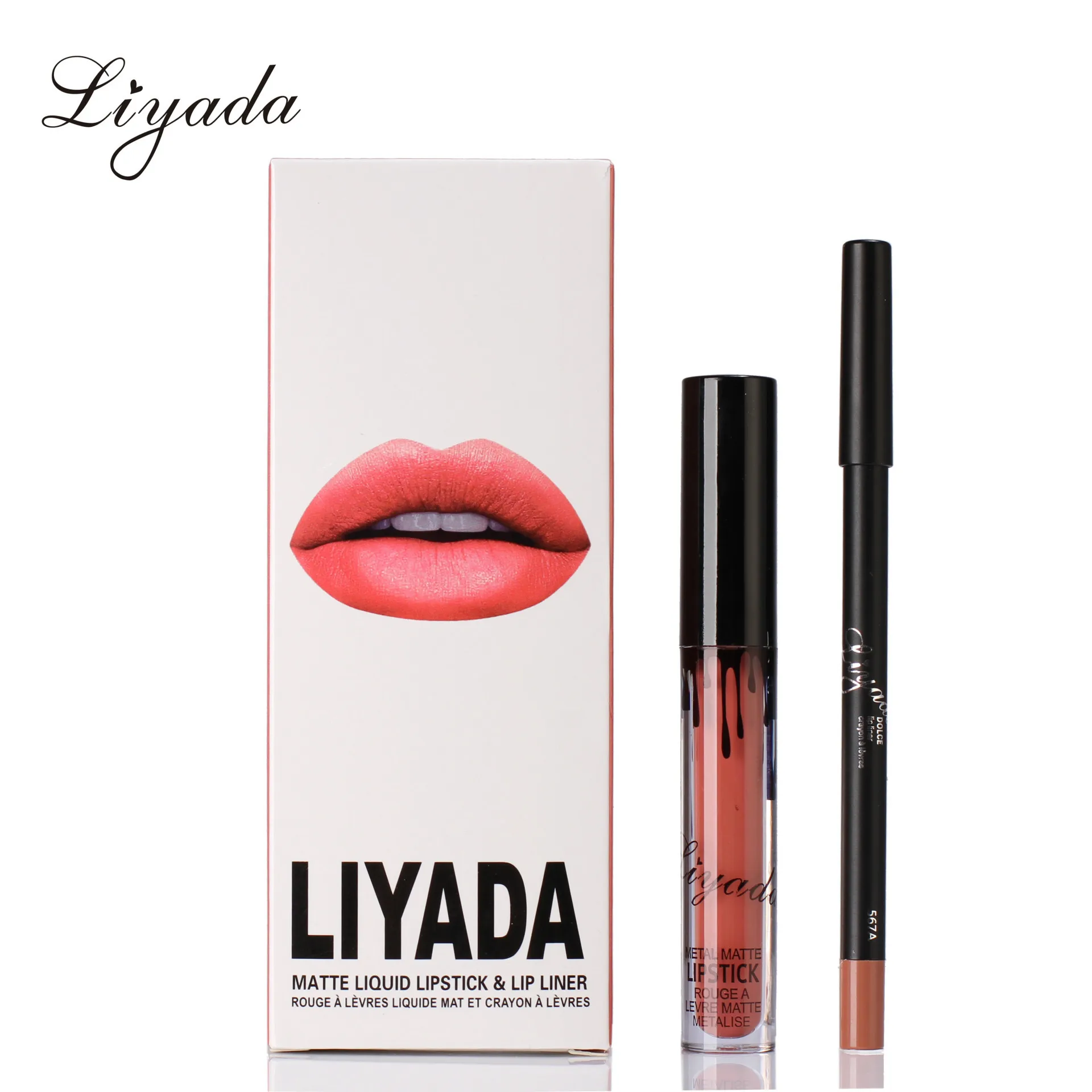 LIYADA 8 компл. Матовая жидкая помада + lips pencil Макияж Lasting Водонепроницаемый Коврики
