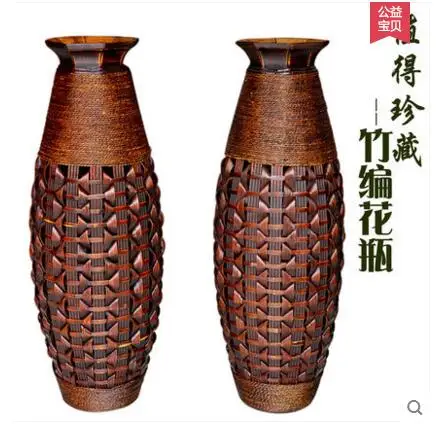 Bamboo состоит из большой ваза, В Европейский стиль украшения дома интерьер гостиной ручной вязки цветок баррель