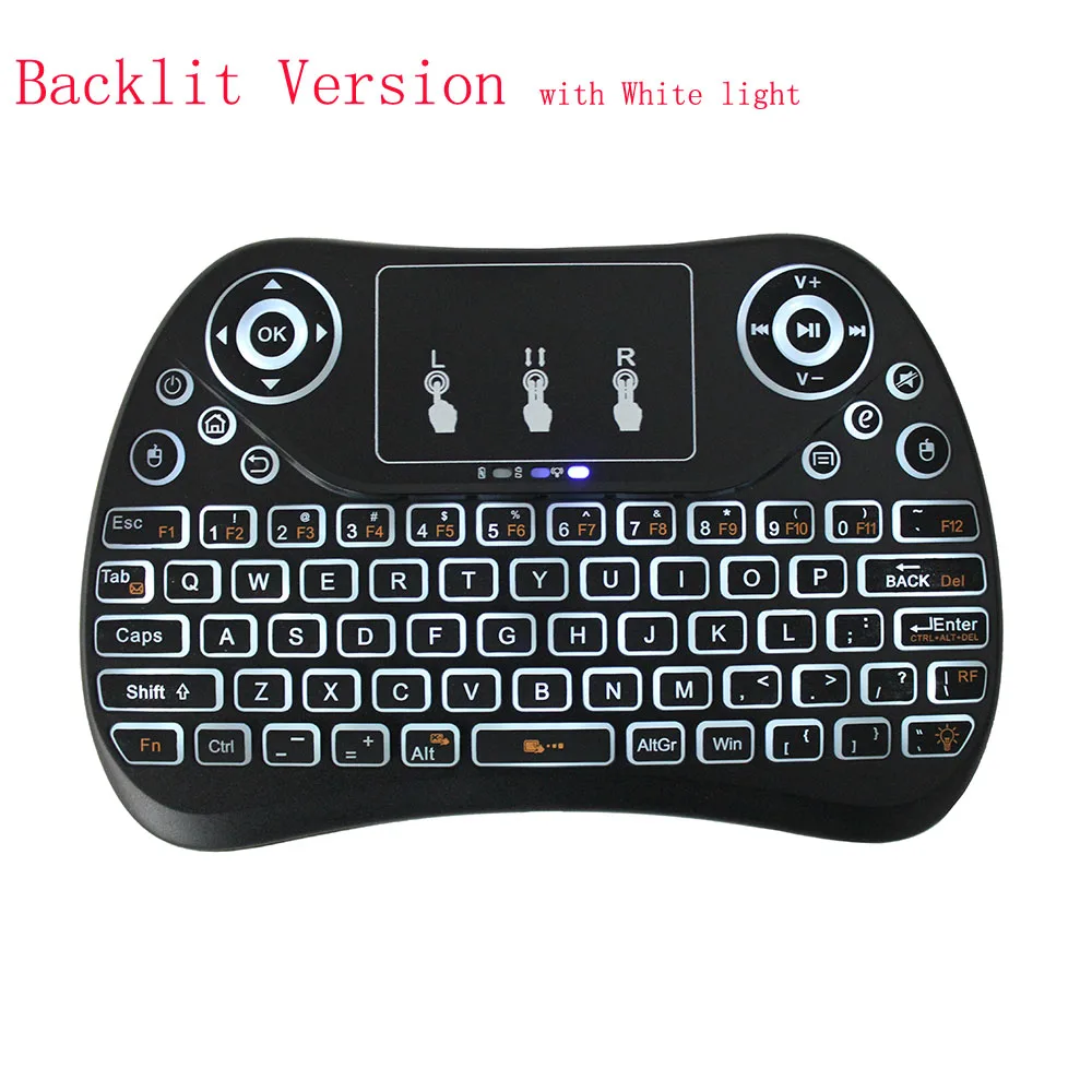 Backlit Version 2,4 ГГц мини беспроводная клавиатура с тачпадом T2 Air mouse английская версия портативная для Android tv BOX PC Xgimi H1S проектор - Цвет: Backlit Version