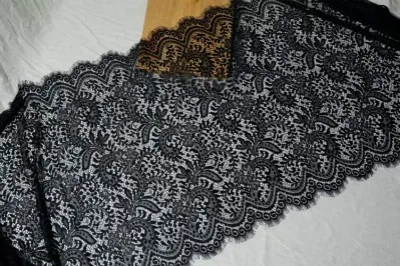 Black width 65cm Красивые ресницы свадебные кружевные ткани ручной работы материал вечернее платье одежда ткань ширина 150 см 3 м/шт - Цвет: Black width 65cm