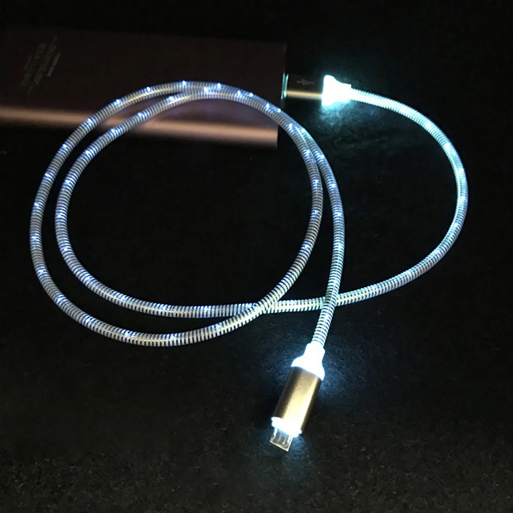 1 м Micro USB кабель для телефона Видимый светодиодный светильник Micro usb кабель для синхронизации данных и зарядки для телефонов Android универсальные кабели для телефонов# YL5