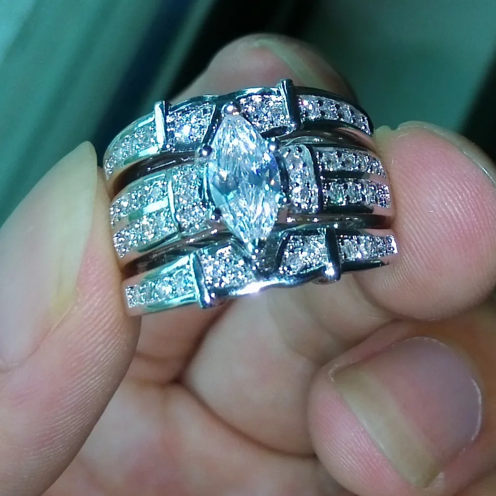 Victoria Wieck хит продаж роскошное кольцо с маркизой AAA CZ имитация stones14KT белое золото