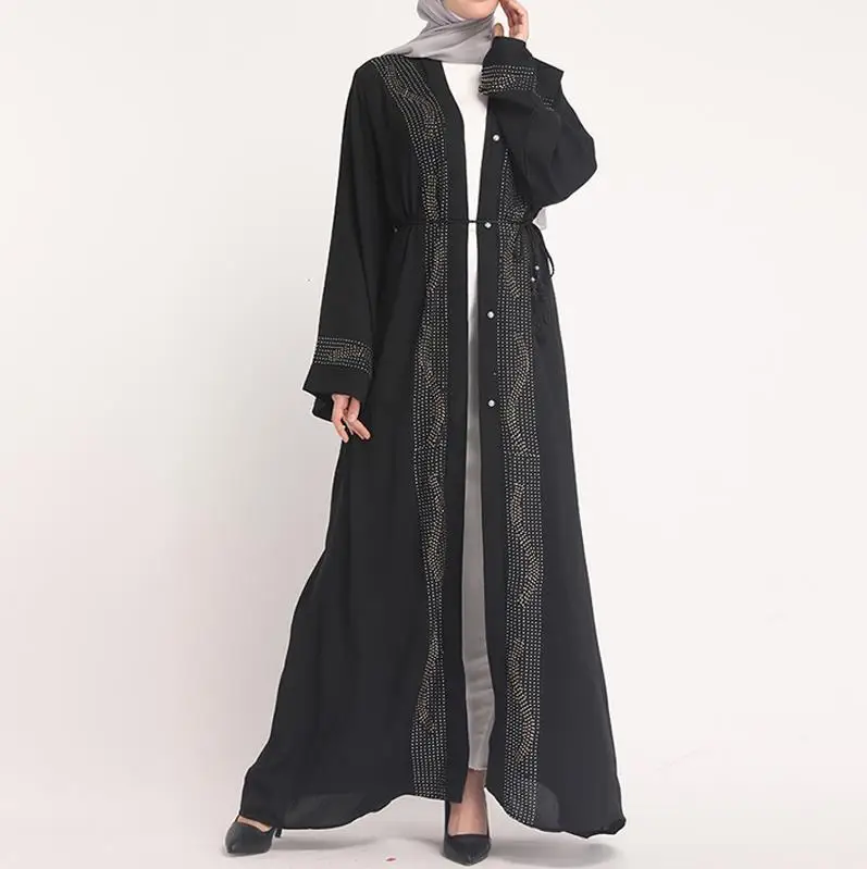 Black Cardigan Vestidos кафтан абайя Дубай кардиган хиджаб мусульманское платье абайя s женский халат Femme Катара ОАЭ кафтан Elbise турецкие исламские платья - Цвет: Black Cardigan