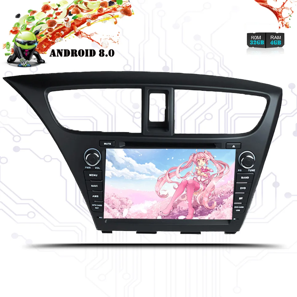Android 8 1 автомобильный dvd плеер головное устройство для Honda civic 2013 2014 2015 gps Радио BT