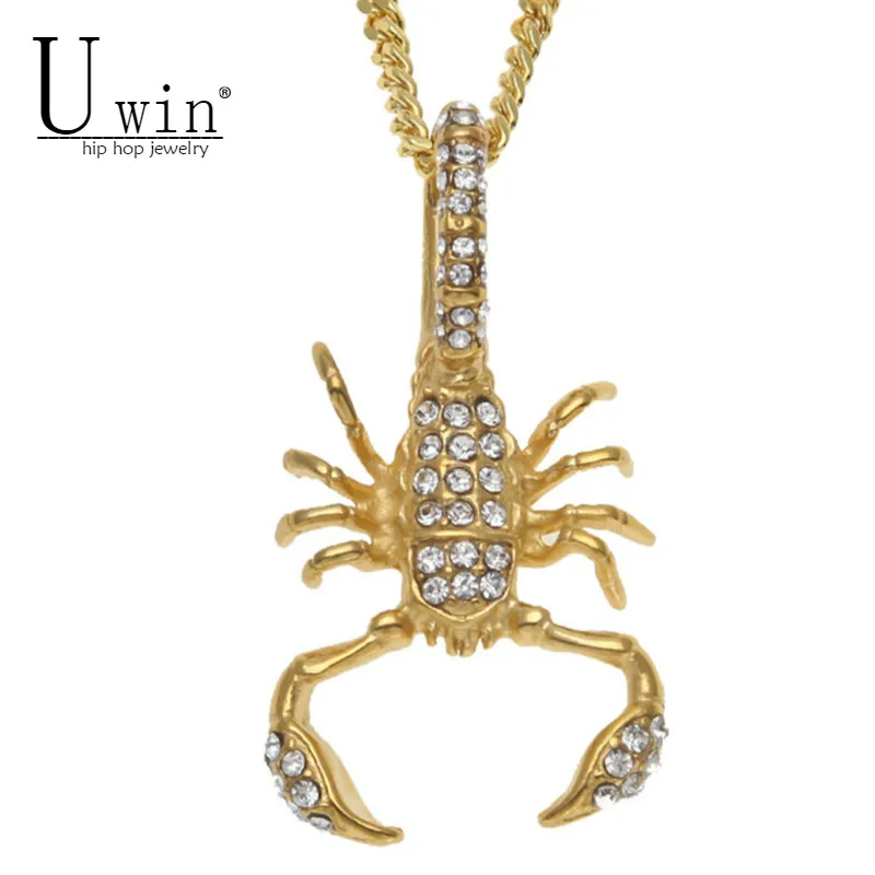 Кулон в виде скорпиона из нержавеющей стали золотого цвета|scorpion pendant|f pendantrhinestone