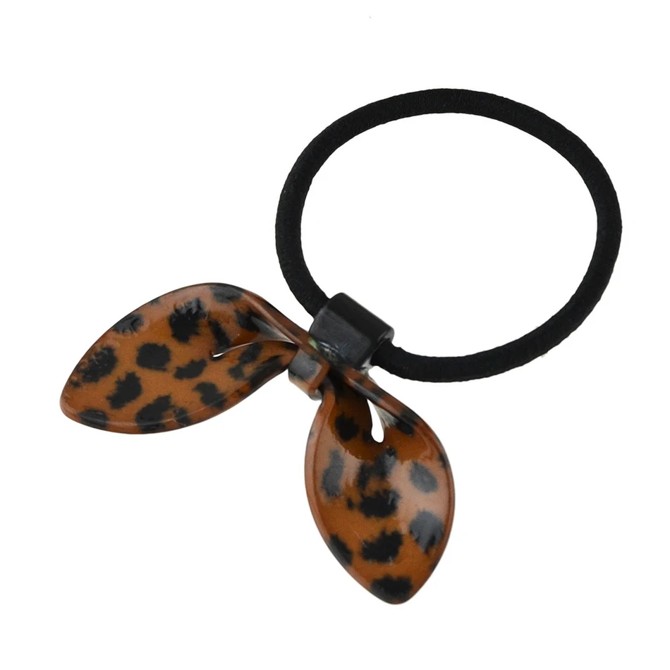 Fashion Plaits Hair Accessories Black Elastic Rope Bands Resin Leopard Flag Bowknot Decoration Headwear Women | Украшения и
