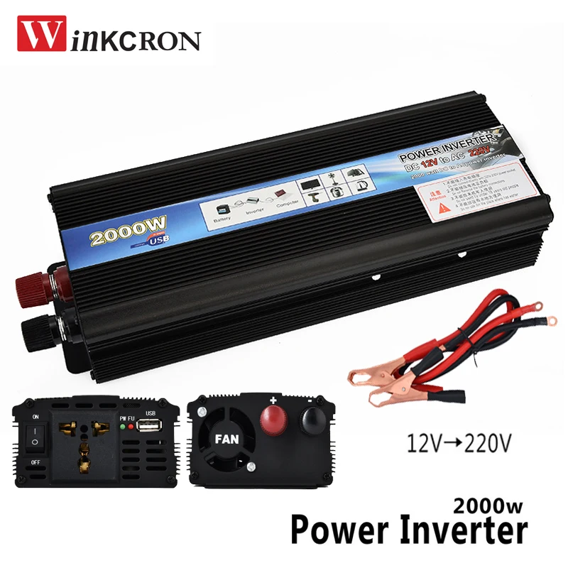 

Professional Car Inverter 2000W DC 12 V to AC 220 V Power Inverter Charger Transformer Vehicle Power Inverter Power Switch