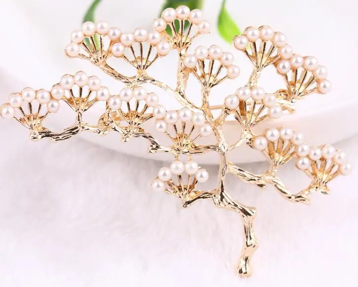 Pine tree design brooch alloy fashion pearl pin brooches for lover meaningful gift hot sale accessories | Украшения и аксессуары