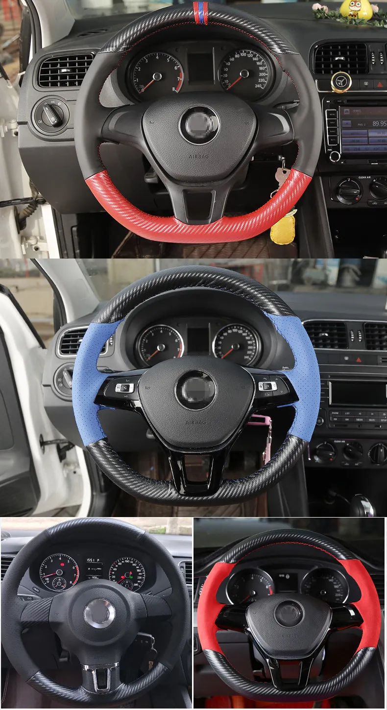 BANNIS PU углеродное волокно кожаный чехол на руль для Volkswagen VW Golf 7 Mk7 Polo Jetta Passat B8 Tiguan