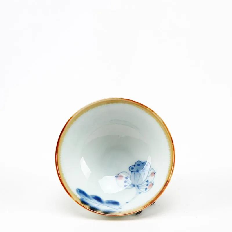 A Китайский Лотос ручной работы рыбы керамический фарфор Jingdezhen чайная чашка шляпы чайный набор кунг-фу пуэр тигуанин чаша чайная посуда - Цвет: A