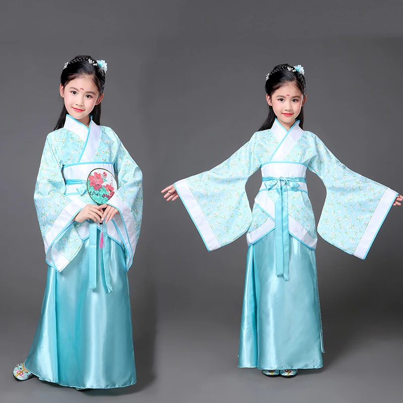 Ancient chinese costume kid hanfu tang dynasty traditional dress girlbaby princess toddler fairy beauty child ballroom dance | Детская