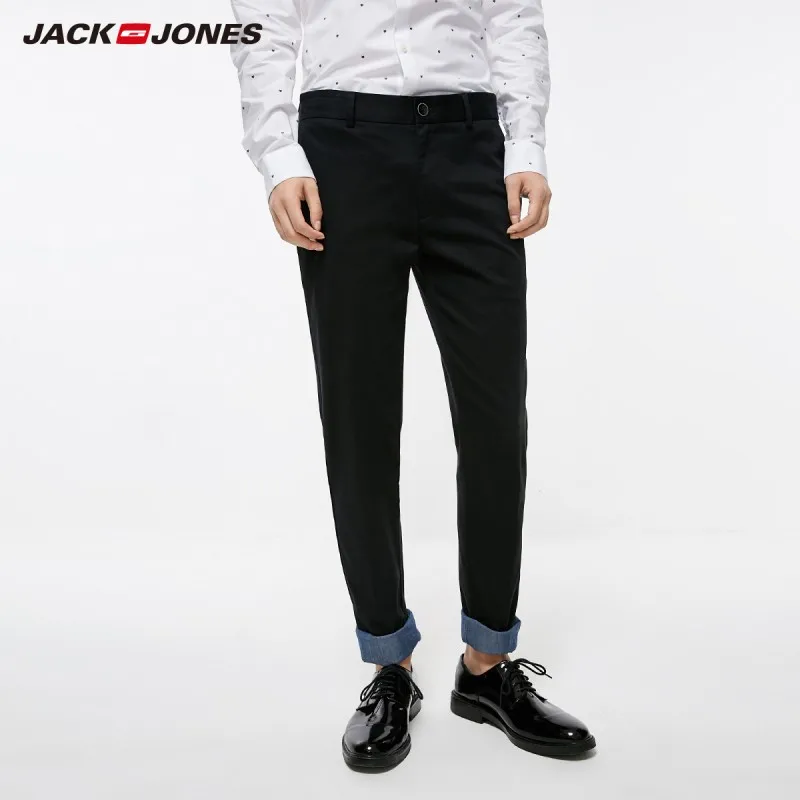 JackJones мужские зимние хлопковые повседневные брюки деловые Стрейчевые Узкие