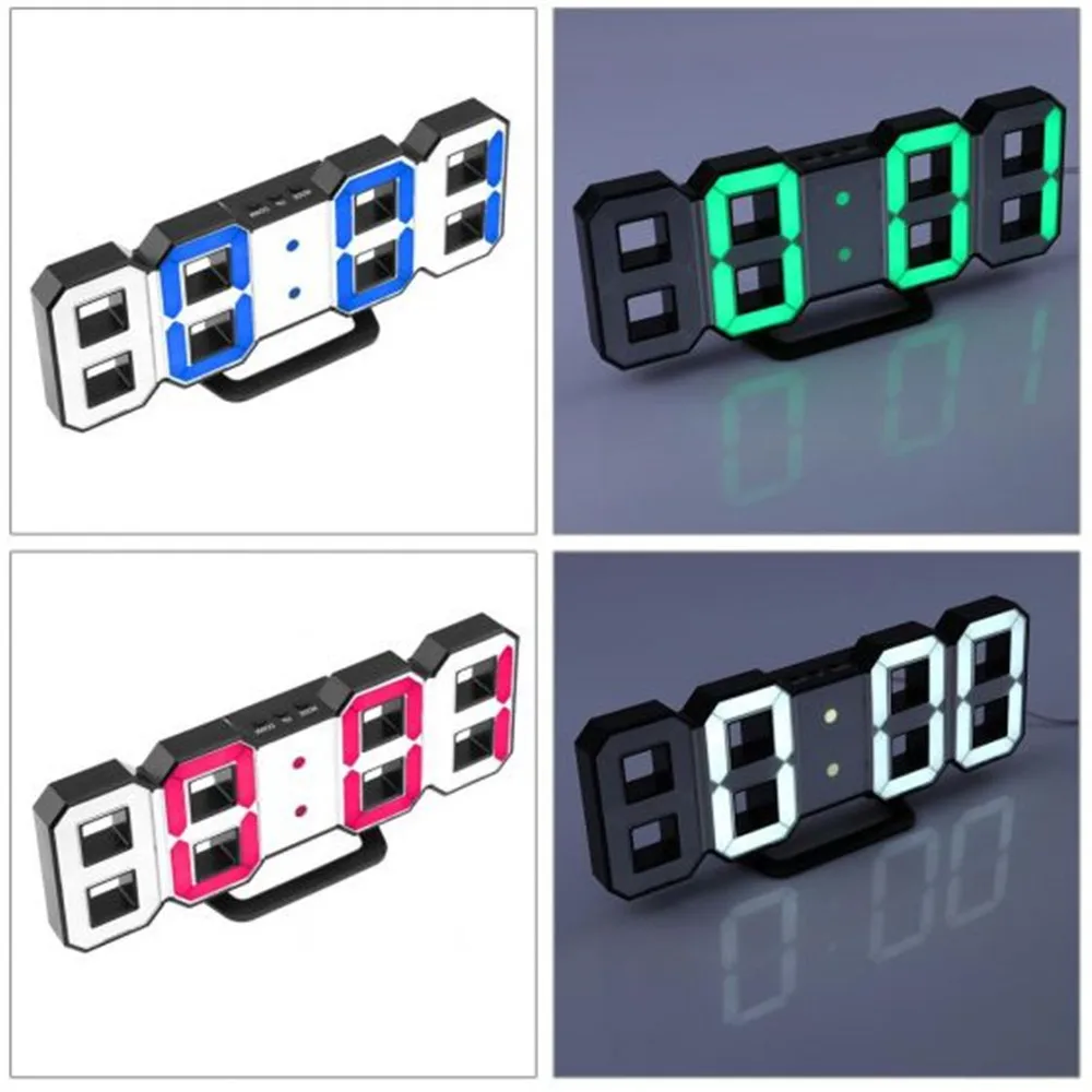 Современный Будильник цифровой светодиодный настольный ночник настенные часы 24