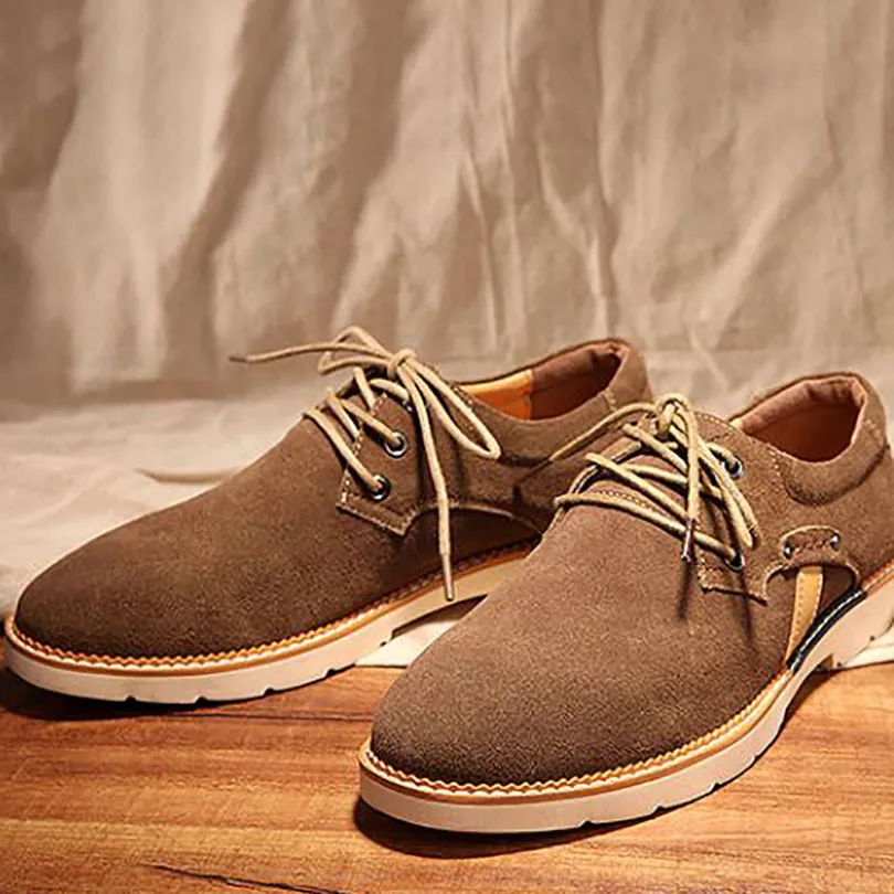 New Summer Casual Shoes Fashionable Gentlemen's British Retro Suede Size 7-13 Wine Red khaki Wear-Resisting Leisure | Обувь