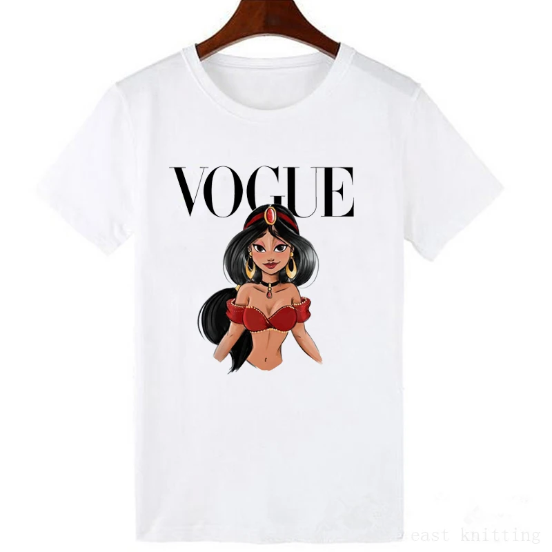 Летняя модная футболка с рисунком Женская забавная принцессы Vogue Harajuku корейские