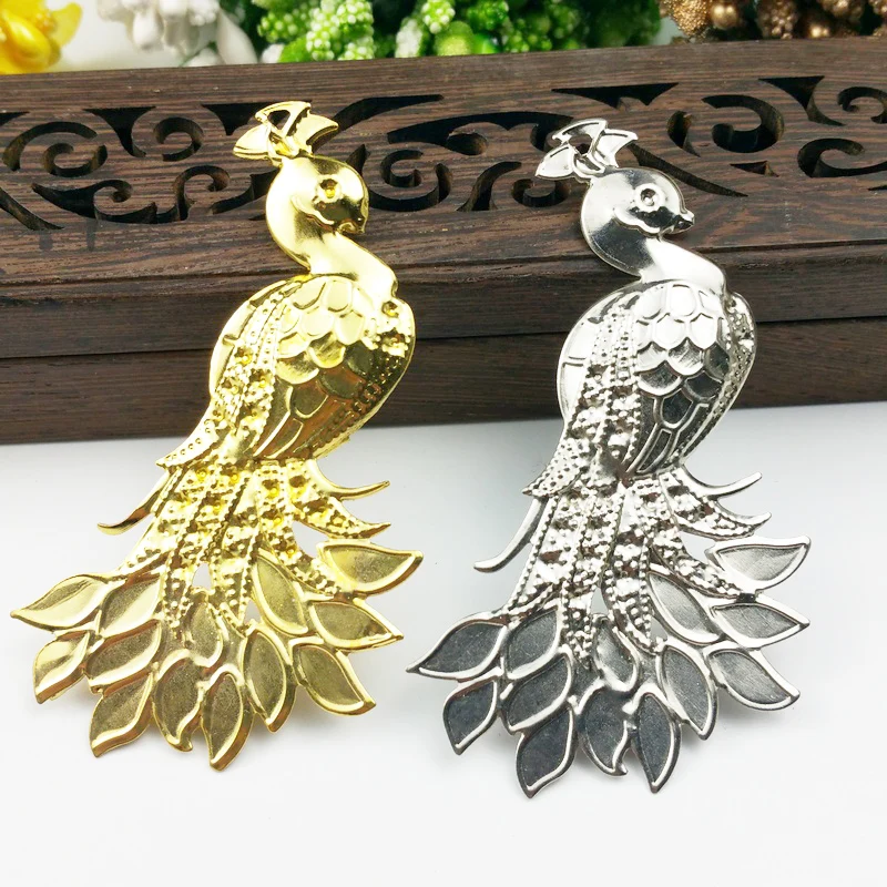 

20pcs 40x68mm Filigree flower Phoenix Wraps Metal Charms For Embellishment Scrapbook DIY Jewelry Metal Craft Wraps