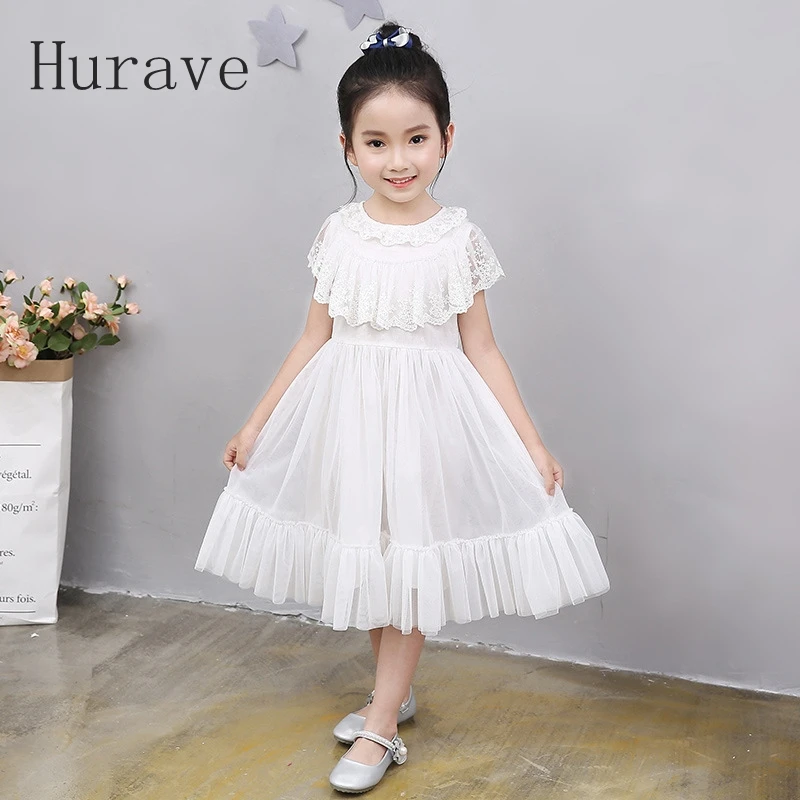 Hurave girls dress kids mesh clothes princess vestidos lace girl clothing Costumes for toddler performance | Детская одежда и