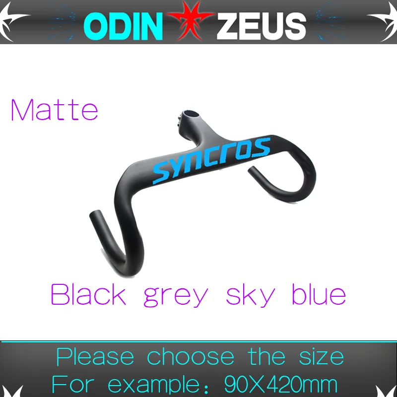 SYN Matte Blue Новейший ультра-светильник OdinZeus, руль для гоночного велосипеда, руль из углеродного волокна для шоссейного велосипеда, интегрированный руль и руль из углеродного волокна - Цвет: SYN Matte Blue