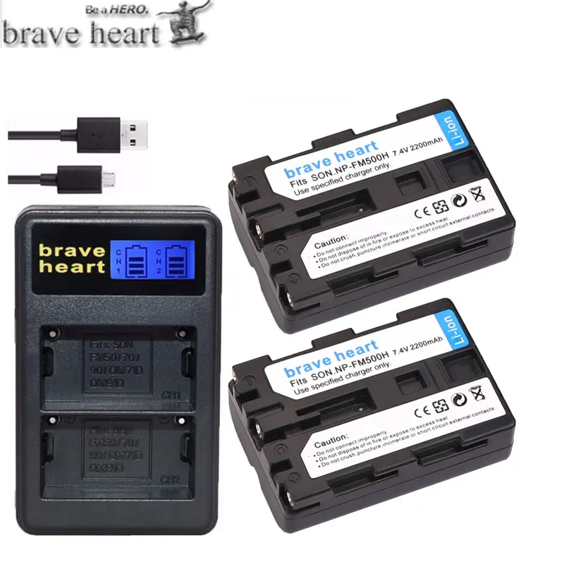 charger and 2battery Brave сердце 2x NPFM500H Bateria NP FM500H NP-FM500H батарея для sony A200 A350 A700 A900 A300 A550 A350 A850 A560 A580 A57 a58 - Цвет: charger and 2battery