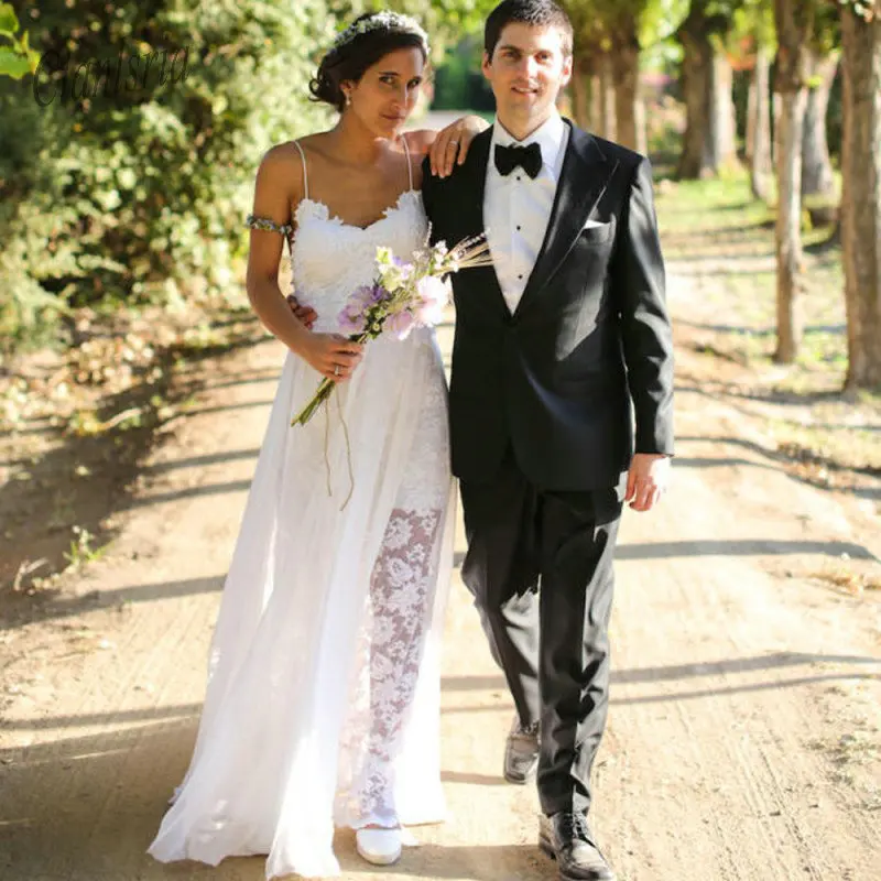 2020 сексуальное кружевное пляжное свадебное платье с открытой спиной винтажное