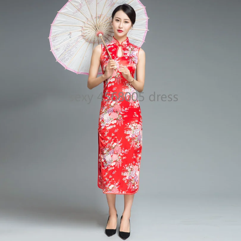 Белый женский длинный с бретелями Cheongsam Qipao китайское традиционное вечернее