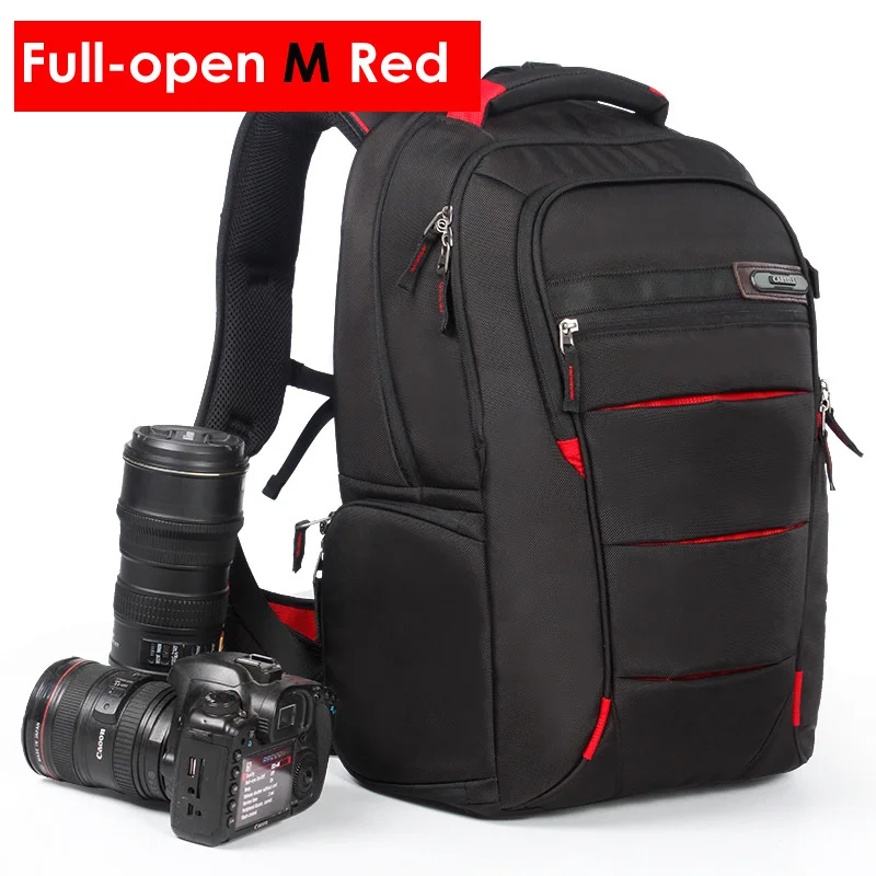 Full-open M Red CAREELL камера фото Плечи Рюкзак универсальный большой емкости путешествия рюкзак полуоткрытый Полный открытый для Canon/Nikon/sony штатив - Цвет: Full-open M Red