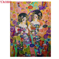 yaobo 5d diy diamond painting gustav klimt wholesale full squareround rhinestone embroidery mosaic diamond for new year gift