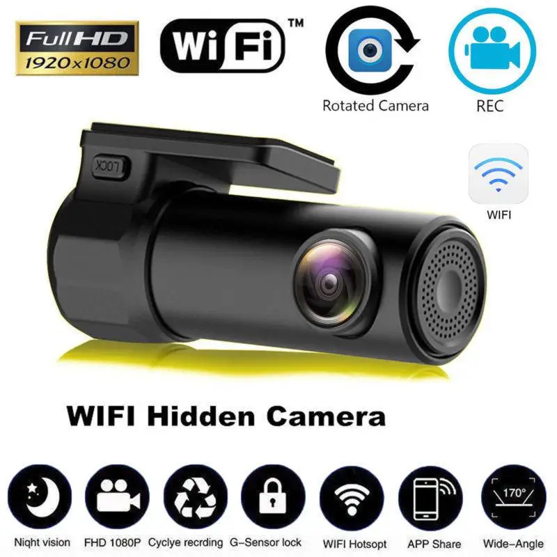 Автомобильный видеорегистратор 170 градусов HD Mini 1080P Wifi ночное видение g-датчик WDR