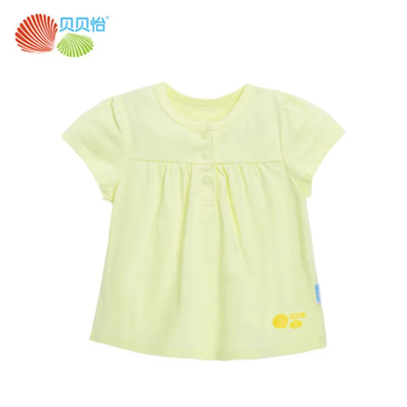 Лето 2017 девочка О-Образным Вырезом сладкий Футболка 100% хлопок 4 цвет дети одежда