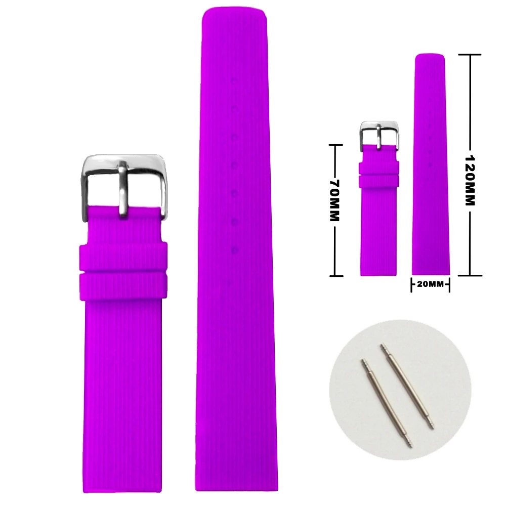 20 мм темно фиолетовый цвет силиконовый желе резиновый ремешок для часов|watch mobile