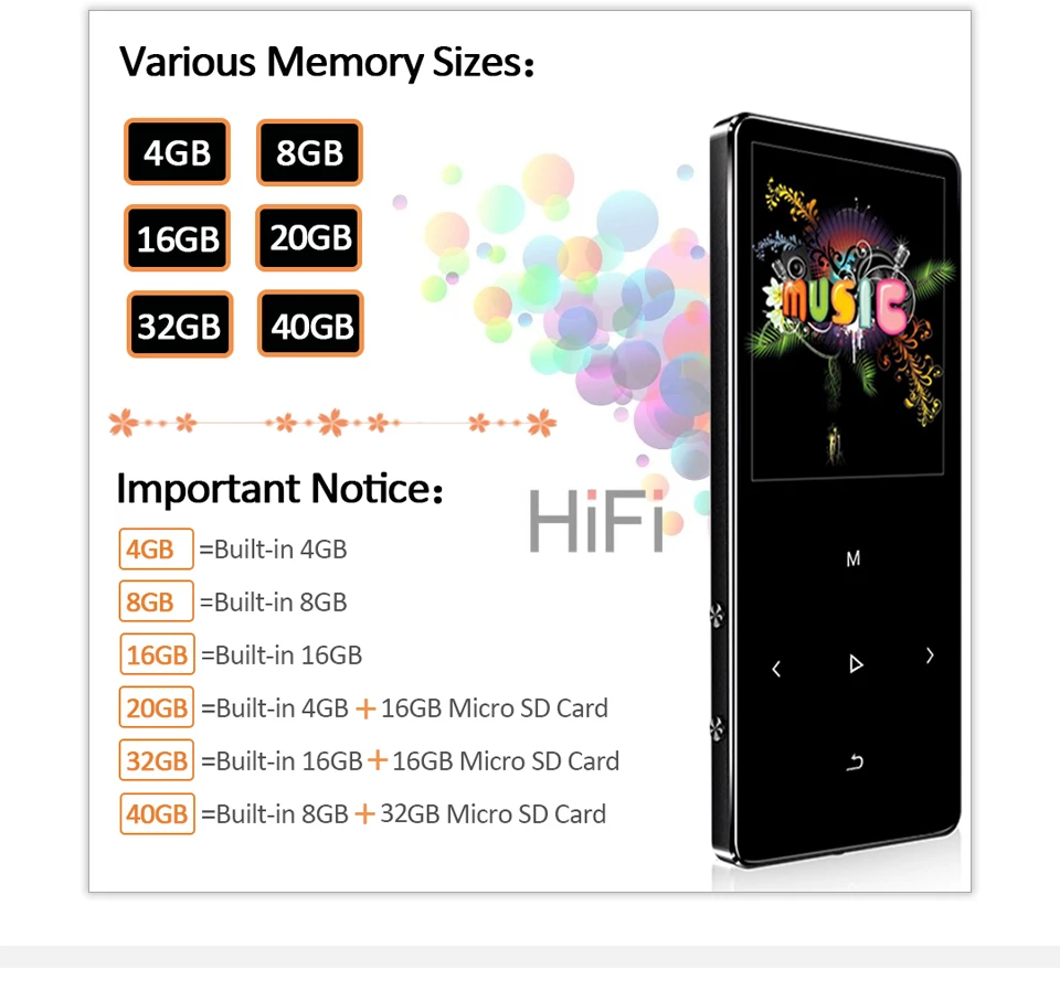 REDANT mp3 плеер с Bluetooth 4,2 и 1,8 сенсорным экраном hifi fm радио мини Спорт MP 3 музыкальный плеер портативный металлический walkman