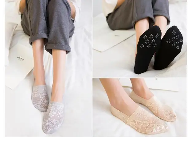 

1 Pair Fashion Women Girls Summer Style Lace Flower Short Sock Antiskid Invisible Ankle Socks