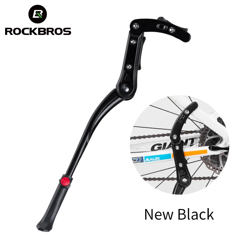 ROCKBROS велосипедная подставка Регулируемая алюминиевая велосипедная подножка горная дорога велосипедная боковая палка подставка Аксессуары для велосипеда поддержка - Цвет: Black B