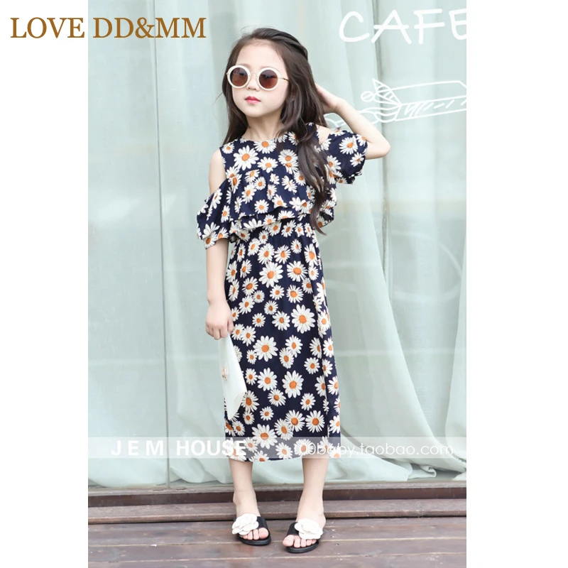 Платья для девочек LOVE DD &amp MM лето 2020 новое хлопковое платье с цветами на плечах