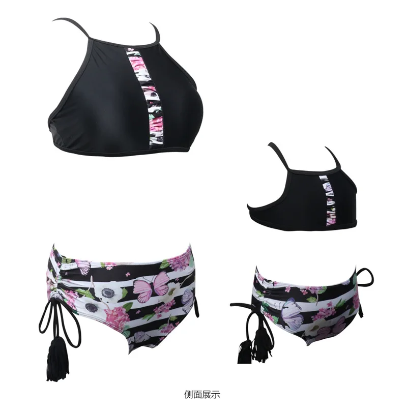 Mother Daughter matching Swimsuits Printing piece double lotus leaf Parent-Child Swimwear Family Matching Swimsuit Outfits