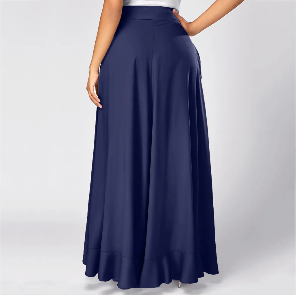 Женские летние серые повседневные юбки на молнии спереди с оборками и бантом, длинные юбки 9321