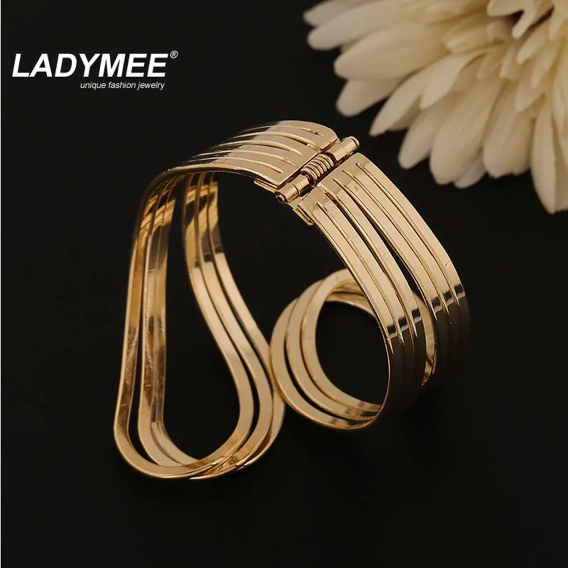 LADYMEE Bracelet Cuff Bangles Thick Metal High Quality Twist Spring Opened Bangle Bracelets for Women Statement Jewelry | Украшения и