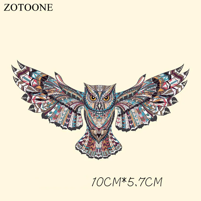 Owl 2 ZOTOONE нашивки в форме животных тигра для одежды, железная Футболка с аппликацией, вышитый значок, наклейки на одежду, платья - Цвет: Owl 2