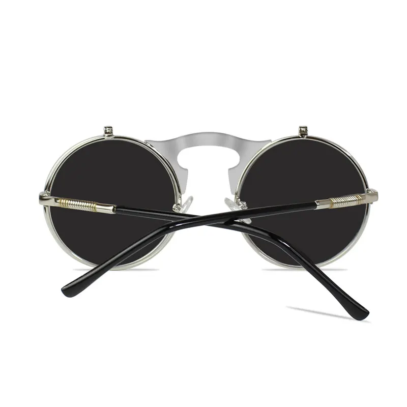 Стимпанк очки ретро круглые солнцезащитные фестиваль зеркальные линзы