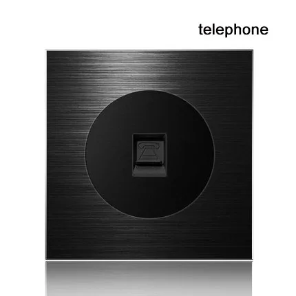 telephone 86 Тип 1 2 3 4 банда 1 2 способ Черный алюминиевый сплав панель Переключатель Розетка светильник Европа промышленность переключатель Франция Германия Великобритания розетка led - Цвет: telephone