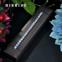 hibride jewelry fashion aaa cubic zircon round shape wedding bracelets bangles white gold color bracelets for women gift b 18