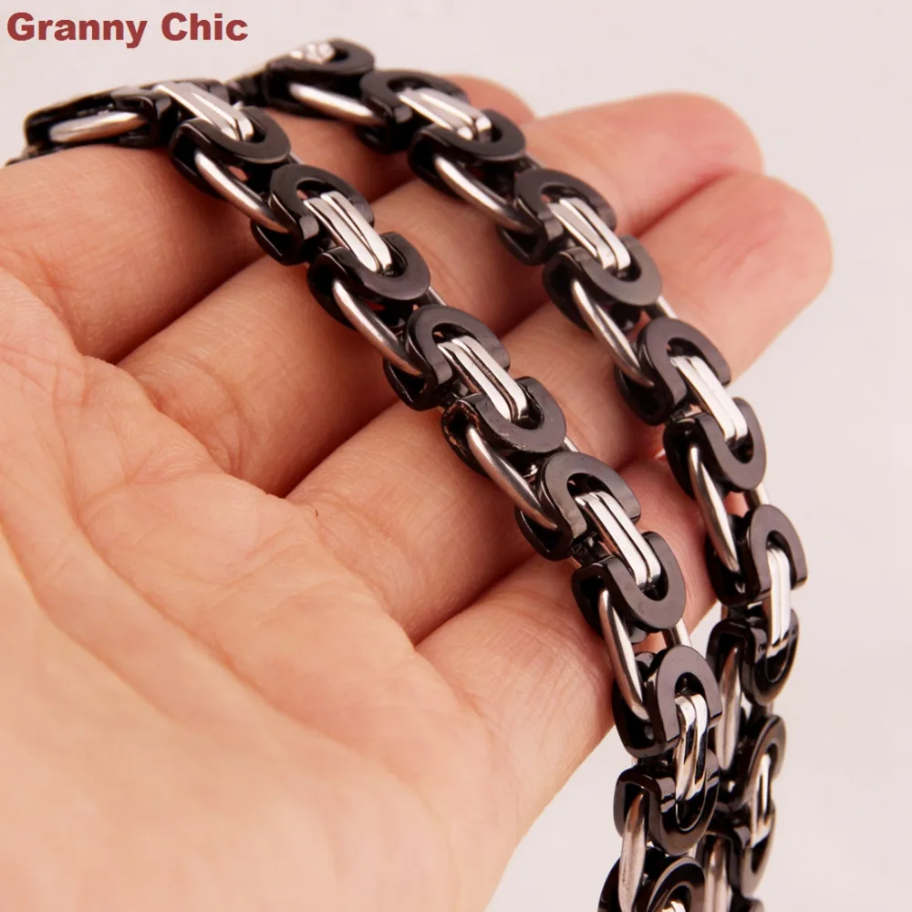 Мужская плоская Византийская цепочка Granny Chic ожерелье из нержавеющей стали